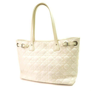 Christian Dior Logo Plate Tote Bag Leather White